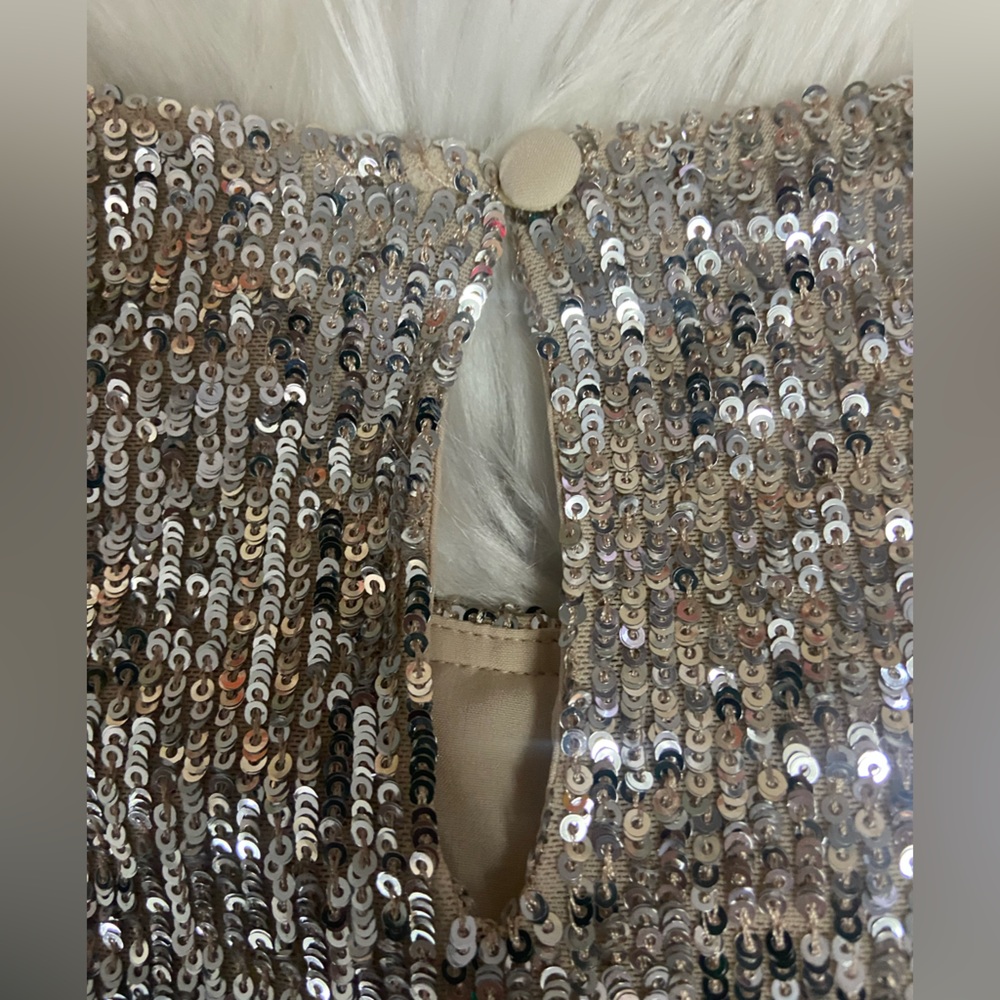 Gianni Bini Silver Sequin Short Sleeve Top - Picture 5 of 11